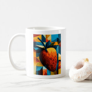 Geometrische Aardbei Abstract Retro Koffiemok