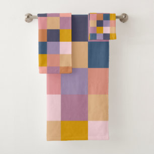 Geometrische aarde van het kleurenbord Paars Bad Handdoek