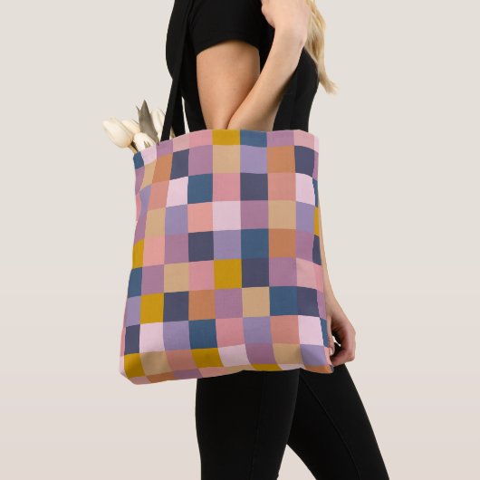 Geometrische aarde van het kleurenbord Paars Tote Bag (Dichtbij)