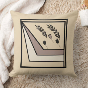 Geometrische aardetinten bloemig Sierkussen