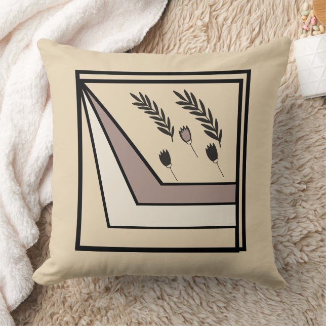 Geometrische aardetinten bloemig Sierkussen (Deken)