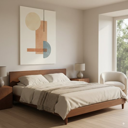 Geometrische aardetoon Abstracte kunst Canvas Prin