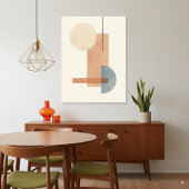 Geometrische aardetoon Abstracte kunst Canvas Prin