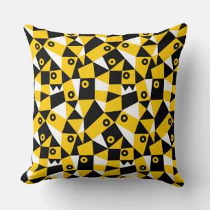 Geometrische Abstract 030919 - Amber, Zwart en Wit Kussen
