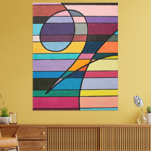 Geometrische abstract met vette strepen en ronding canvas afdruk