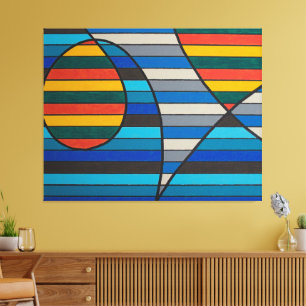 Geometrische abstract met vette strepen en vormen canvas afdruk