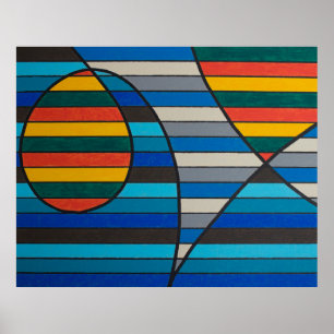 Geometrische abstract met vette strepen en vormen poster
