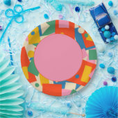 Geometrische Abstract modern patroon van 80 jaar,  Papieren Bordje (Feest)