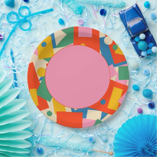 Geometrische Abstract modern patroon van 80 jaar,  Papieren Bordje (Feest)