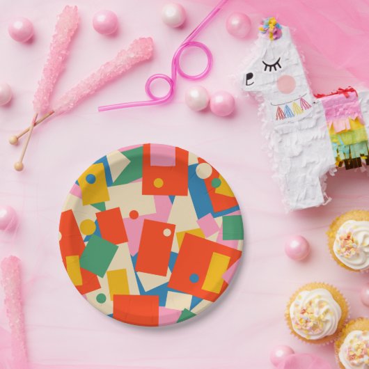 Geometrische Abstract modern patroon van 80 jaar,  Papieren Bordje (Feest)