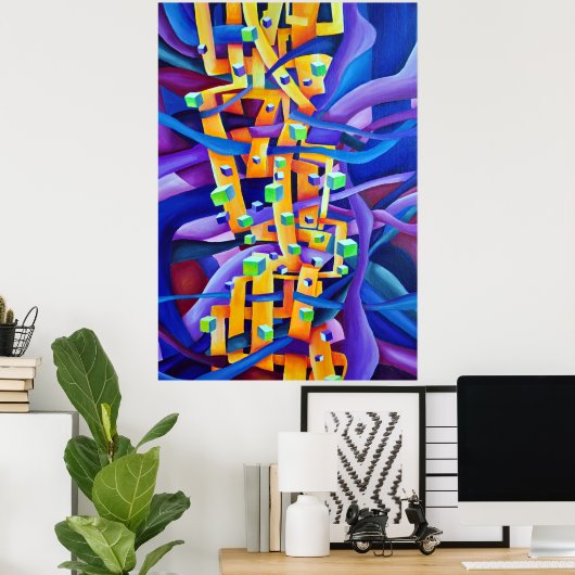 Geometrische Abstract - Rainboogvibes - samenstell Poster (Thuiskantoor)