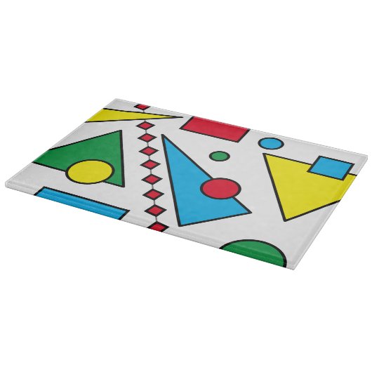 [Geometrische Abstracte #1] Vet primair kleurengla Snijplank (Hoek)