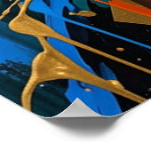 Geometrische Abstracte Afrofuturisme Zwarte Mode Q Poster (Hoek)