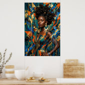 Geometrische Abstracte Afrofuturisme Zwarte Mode Q Poster (Keuken)