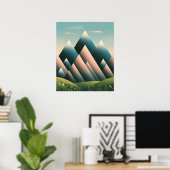 Geometrische Abstracte berg Modern Pastel Minimal Poster (Thuiskantoor)