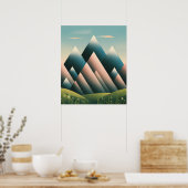 Geometrische Abstracte berg Modern Pastel Minimal Poster (Keuken)