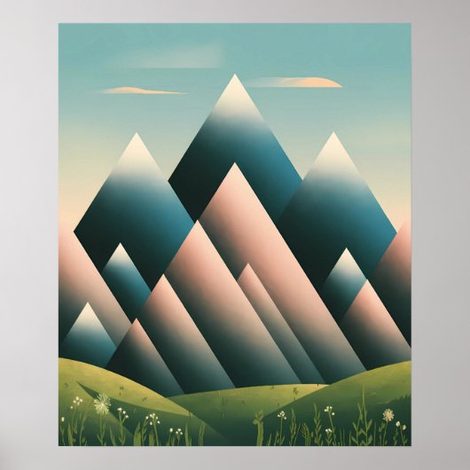 Geometrische Abstracte berg Modern Pastel Minimal Poster (Voorkant)