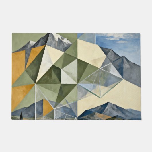 Geometrische Abstracte Berglandschap Deurmat (Voorkant)