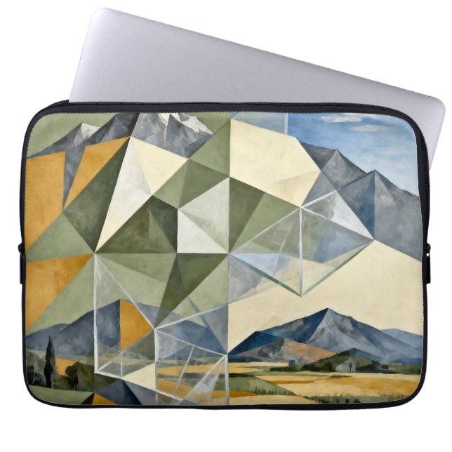 Geometrische Abstracte Berglandschap Laptop Sleeve (Voorkant)