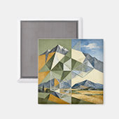 Geometrische Abstracte Berglandschap Magneet (Voorkant / Achterkant)