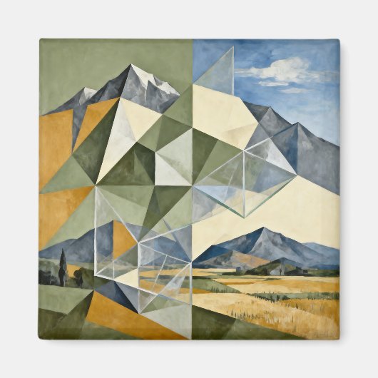 Geometrische Abstracte Berglandschap Magneet (Voorkant)