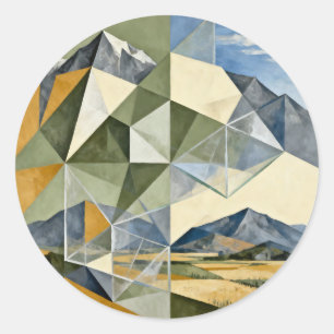 Geometrische Abstracte Berglandschap Ronde Sticker