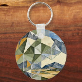 Geometrische Abstracte Berglandschap Sleutelhanger (Achterkant)