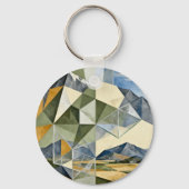 Geometrische Abstracte Berglandschap Sleutelhanger (Achterkant)