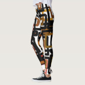 Geometrische Abstracte blokken Rust Black White Leggings (Links)