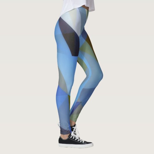 Geometrische Abstracte Blue Green Art Leggings (Rechts)