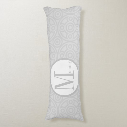 Geometrische Abstracte cirkel verbindt grijze mama Lichaamskussen (Voorkant Verticaal)