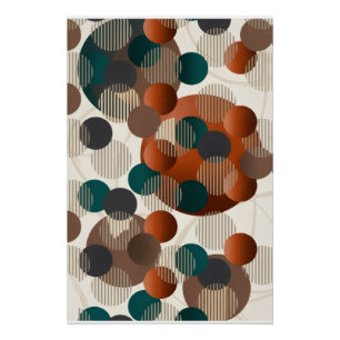 Geometrische Abstracte Cirkels Modern Bruin En Bla Perfect Poster