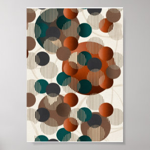Geometrische Abstracte Cirkels Modern Bruin En Bla Poster