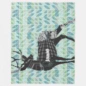 Geometrische Abstracte Deer Steam Punk Patroon Fle Fleece Deken (Voorkant)