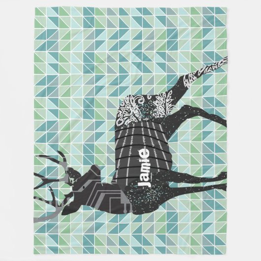 Geometrische Abstracte Deer Steam Punk Patroon Fle Fleece Deken (Voorkant)
