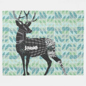 Geometrische Abstracte Deer Steam Punk Patroon Fle Fleece Deken (Voorkant (Horizontaal))