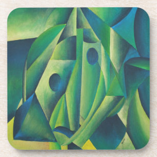 Geometrische Abstracte dorpsvrouw en hoofddoek Bier Onderzetter