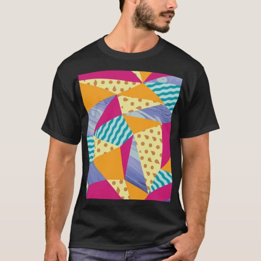 Geometrische, abstracte elementen: decoratief naad t-shirt (Voorkant)