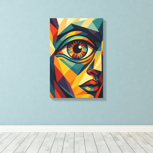 Geometrische Abstracte Eye Face Pop Art Canvas Pri (Insitu (Houten vloer))