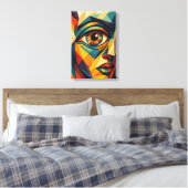 Geometrische Abstracte Eye Face Pop Art Canvas Pri (Insitu (Slaapkamer))