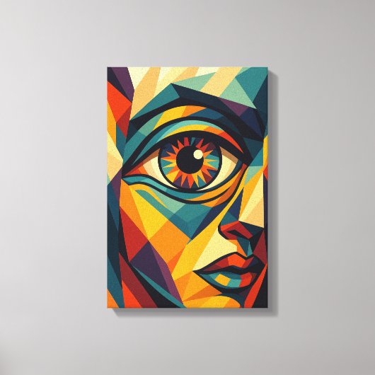 Geometrische Abstracte Eye Face Pop Art Canvas Pri Afdruk (Voorkant)