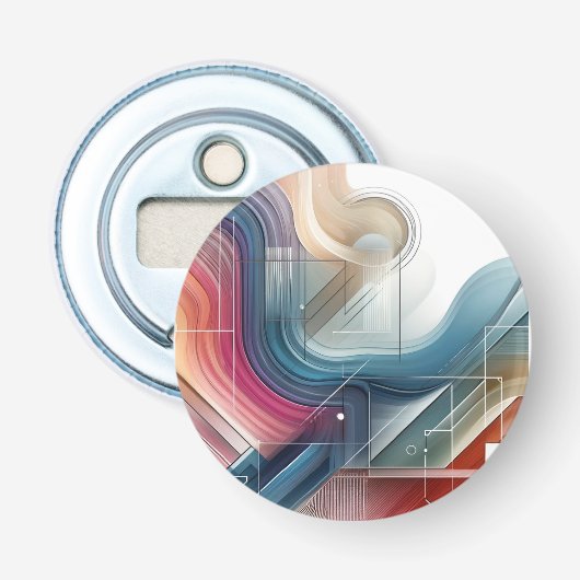 Geometrische Abstracte flesopener Button Flesopener (Voorkant)