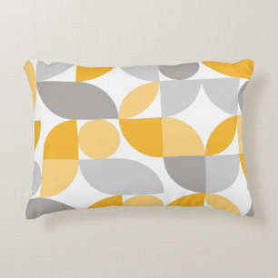 Geometrische Abstracte Gele Grijze Mid Century Mod Accent Kussen