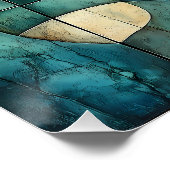 Geometrische Abstracte Gezichtskunst - Blauwgroen Perfect Poster (Hoek)