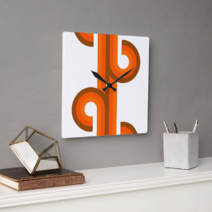 Geometrische Abstracte Golfstrepen Fusie Kunstpatr Vierkante Klok