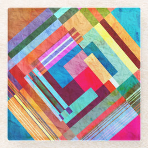 Geometrische abstracte, grafische kleurenachtergro glazen onderzetter