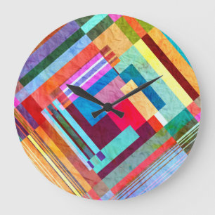 Geometrische abstracte, grafische kleurenachtergro grote klok