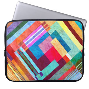 Geometrische abstracte, grafische kleurenachtergro laptop sleeve