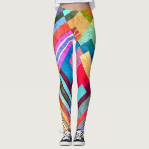 Geometrische abstracte, grafische kleurenachtergro leggings