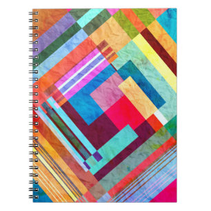Geometrische abstracte, grafische kleurenachtergro notitieboek